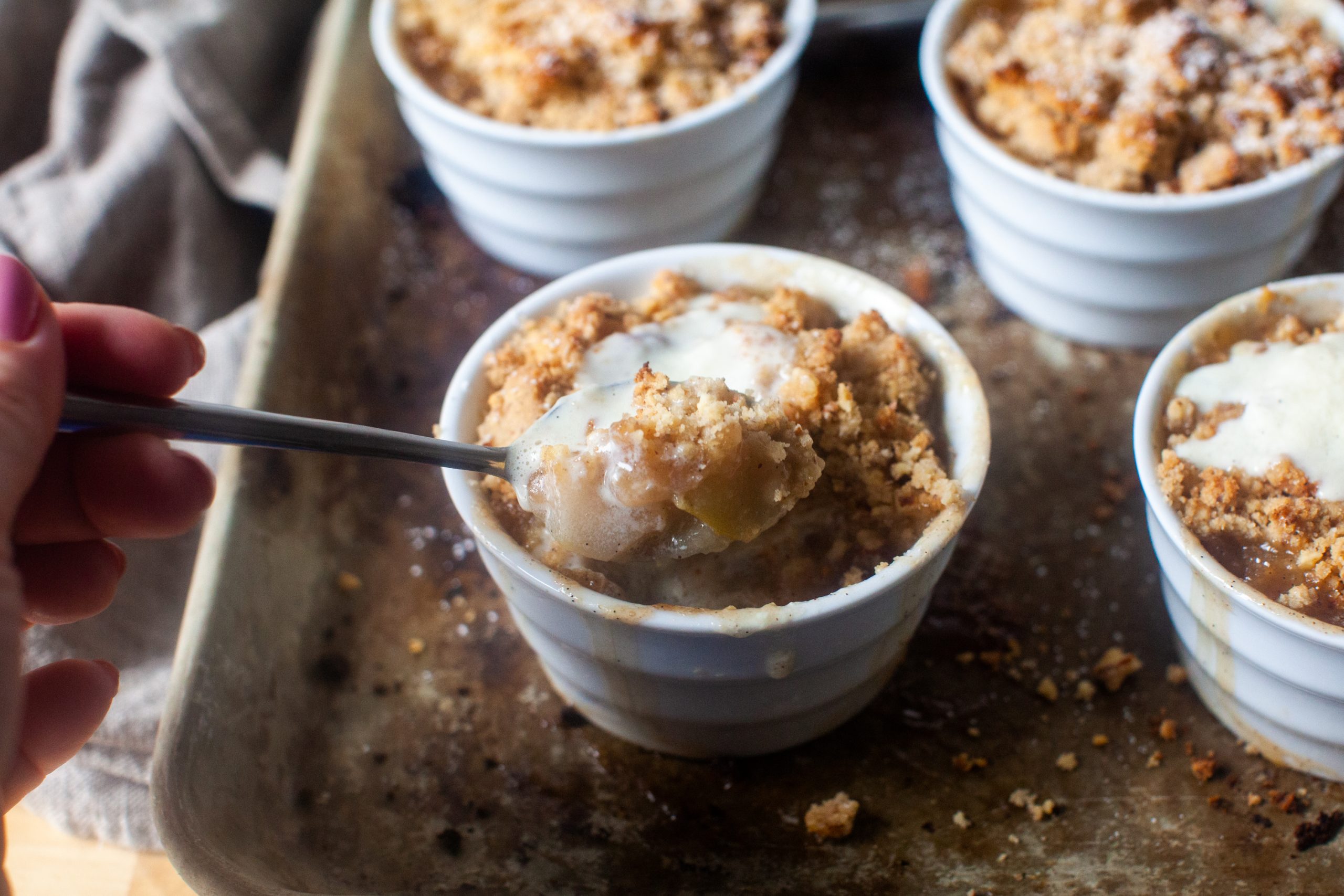 pear crisps with vanilla brown butter